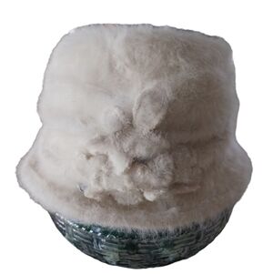 Seeberger Cream Colored Rabbit Hair Bucket Hat